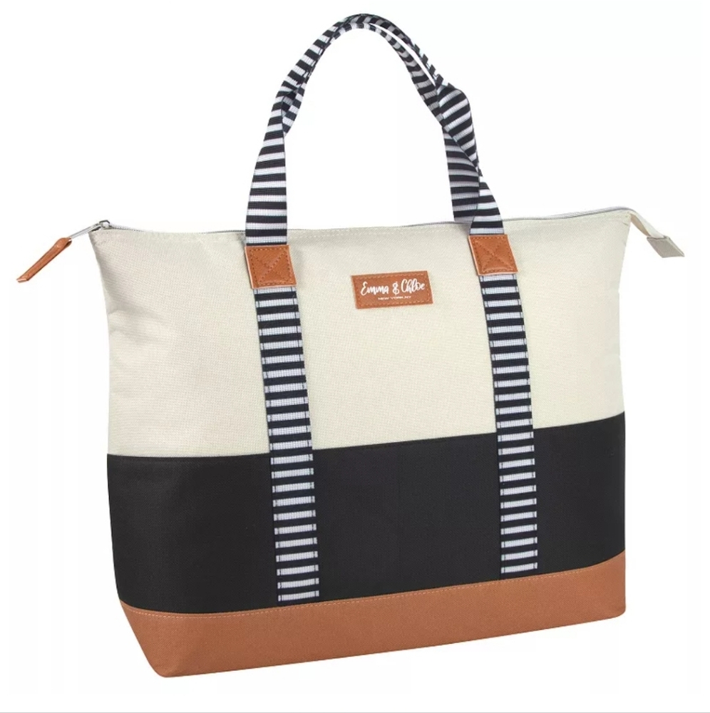 Emma & Chloe XL 20-Can Canvas Insulated Tote Cooler Bag Beach & Camping BNWT SO